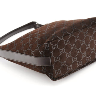 Gucci 1997 Brown GG Suede Shoulder Bag