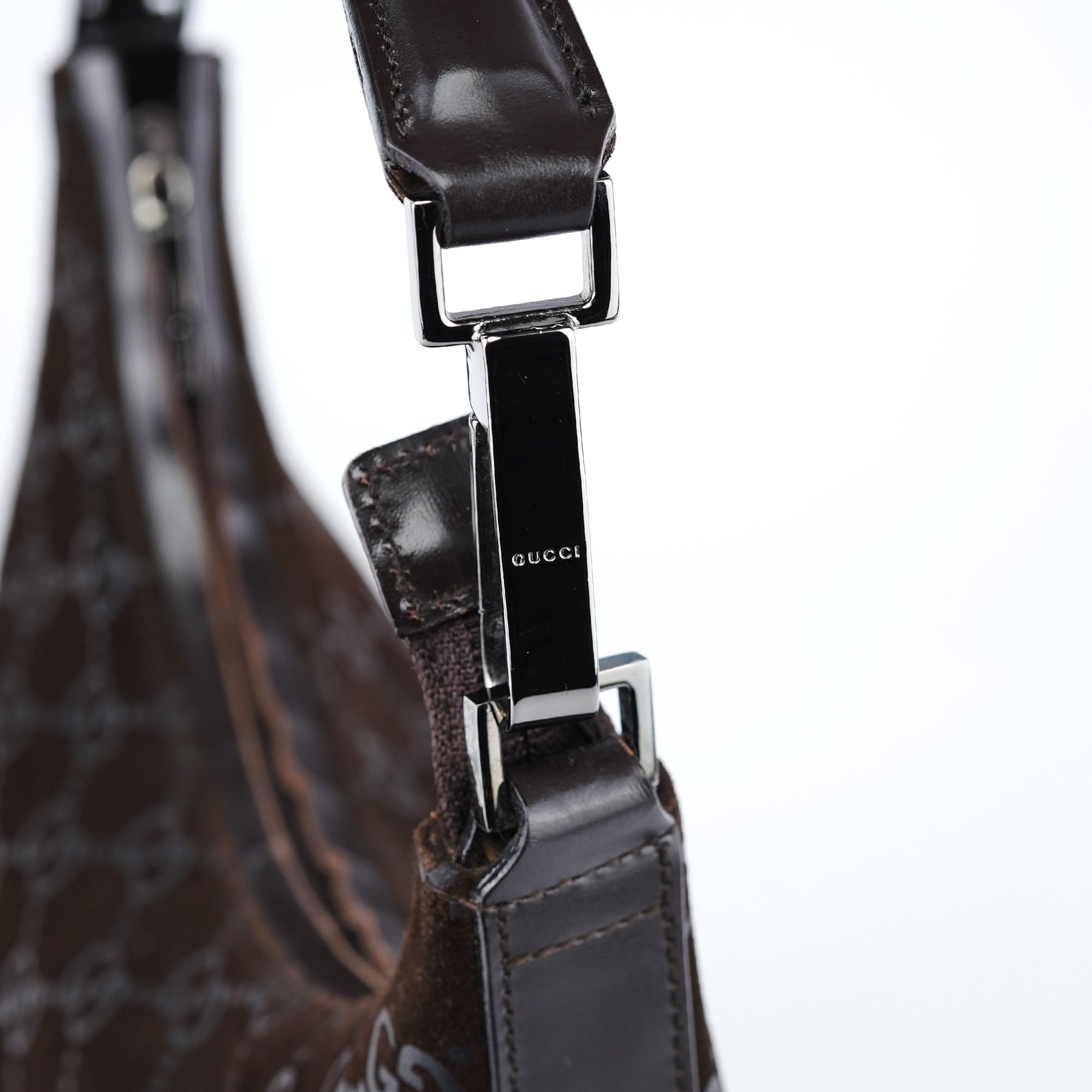 Gucci 1997 Brown GG Suede Shoulder Bag