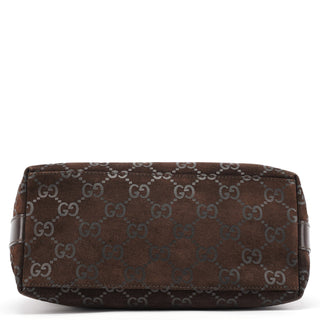 Gucci 1997 Brown GG Suede Shoulder Bag