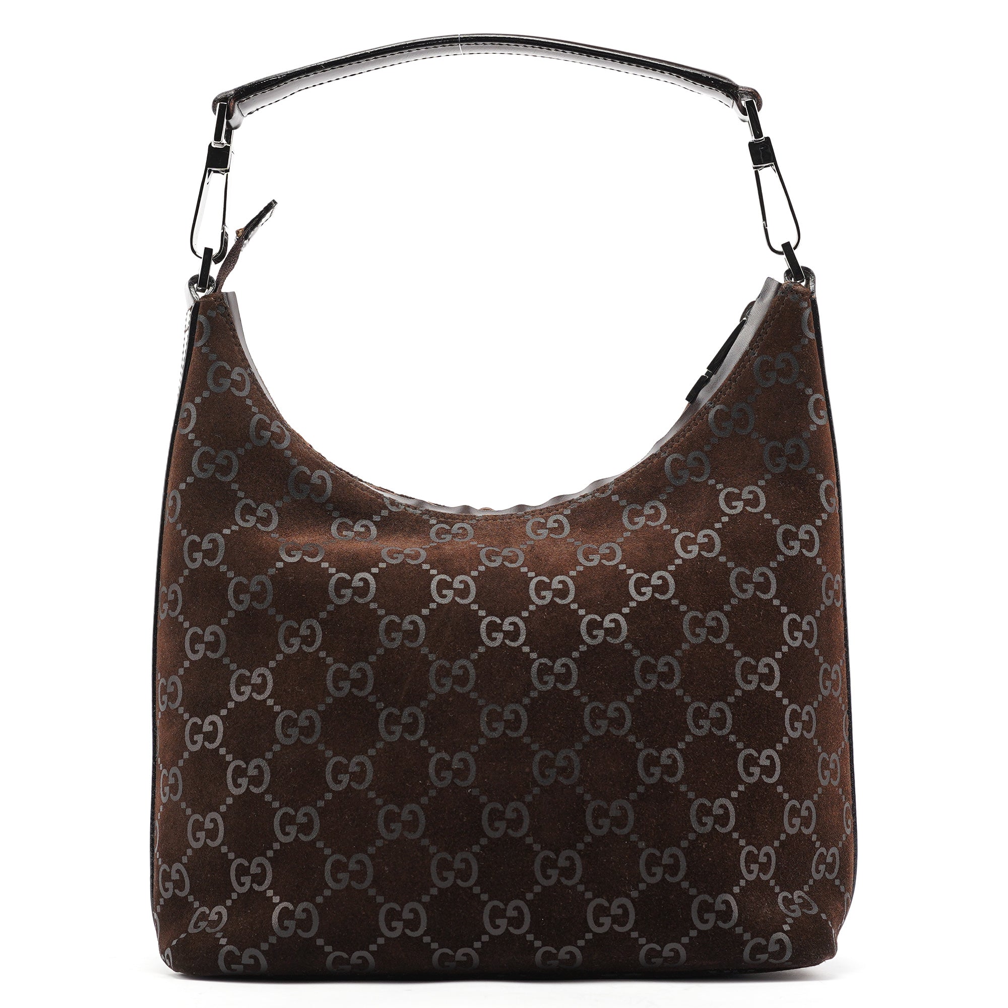 Gucci 1997 Brown GG Suede Shoulder Bag