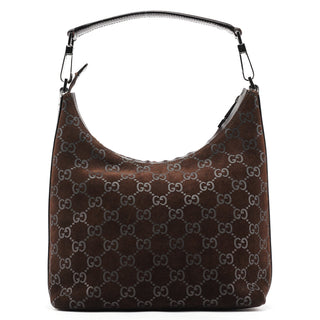 Gucci 1997 Brown GG Suede Shoulder Bag