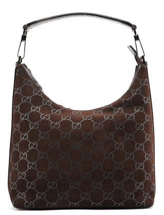 Gucci 1997 Brown GG Suede Shoulder Bag