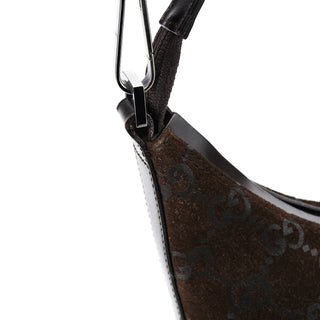 Gucci 1997 Brown GG Suede Shoulder Bag