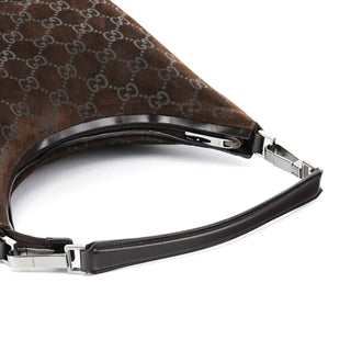 Gucci 1997 Brown GG Suede Shoulder Bag