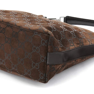 Gucci 1997 Brown GG Suede Shoulder Bag