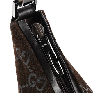 Gucci 1997 Brown GG Suede Shoulder Bag