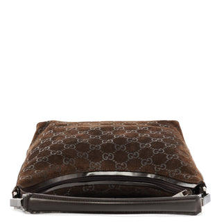 Gucci 1997 Brown GG Suede Shoulder Bag