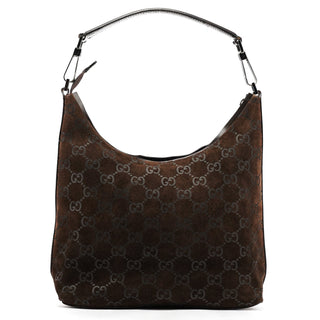 Gucci 1997 Brown GG Suede Shoulder Bag