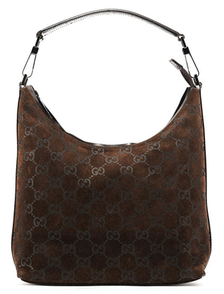 Gucci 1997 Brown GG Suede Shoulder Bag