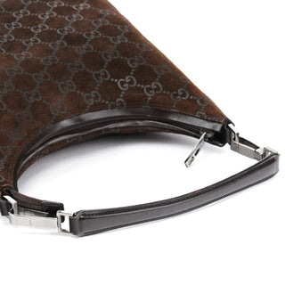 Gucci 1997 Brown GG Suede Shoulder Bag