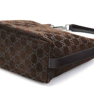 Gucci 1997 Brown GG Suede Shoulder Bag