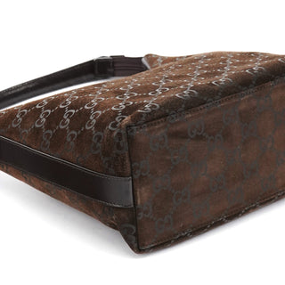 Gucci 1997 Brown GG Suede Shoulder Bag