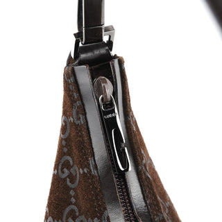 Gucci 1997 Brown GG Suede Shoulder Bag