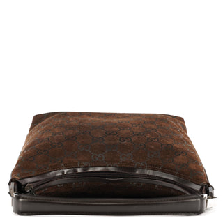 Gucci 1997 Brown GG Suede Shoulder Bag