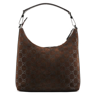 Gucci 1997 Brown GG Suede Shoulder Bag
