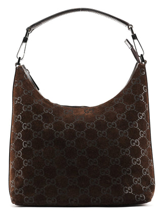 Gucci 1997 Brown GG Suede Shoulder Bag