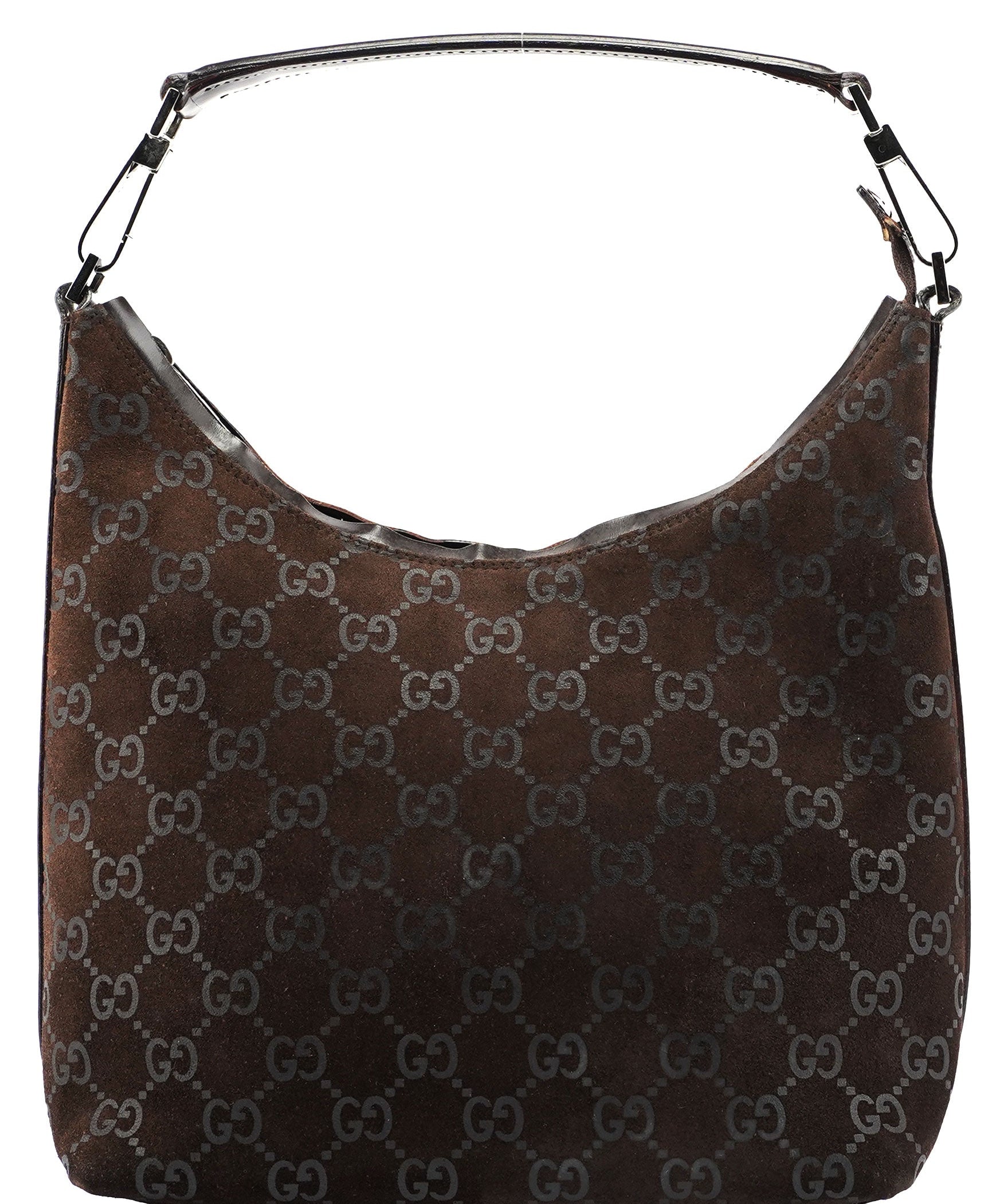 Gucci 1997 Brown Suede GG Shoulder Bag