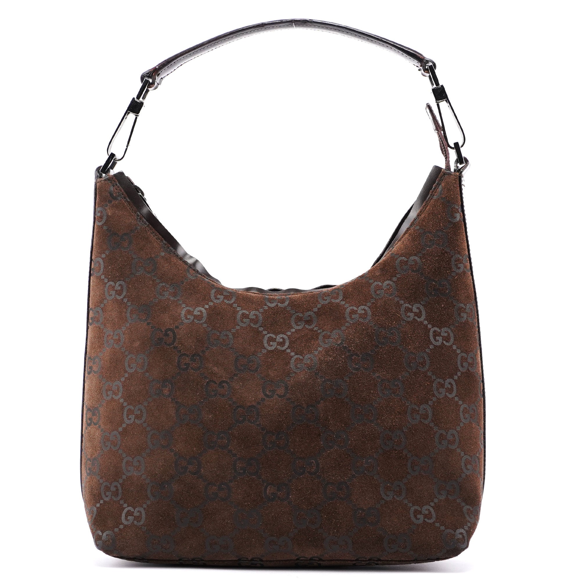 Gucci 1997 Brown Suede GG Shoulder Bag