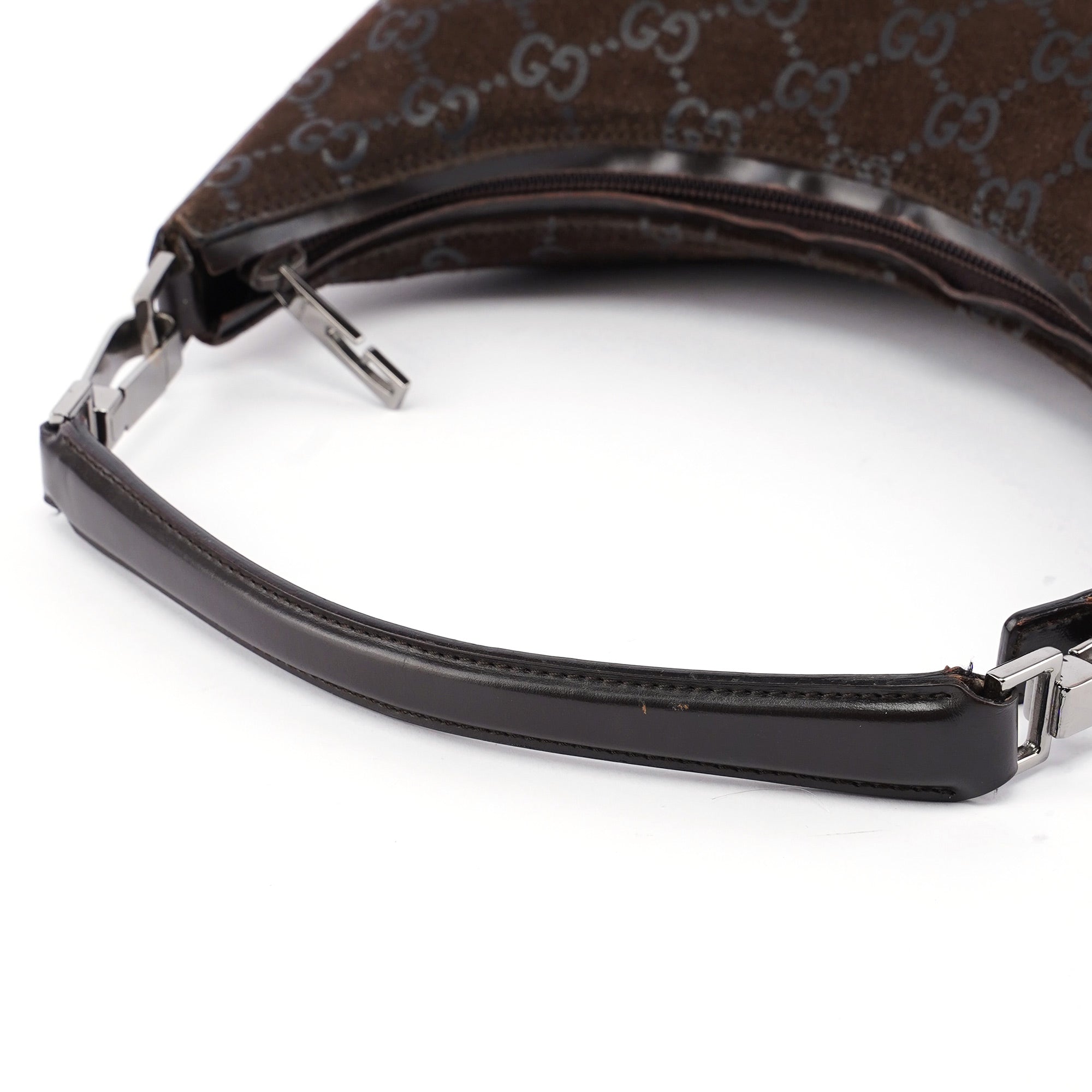 Gucci 1997 Brown Suede GG Shoulder Bag