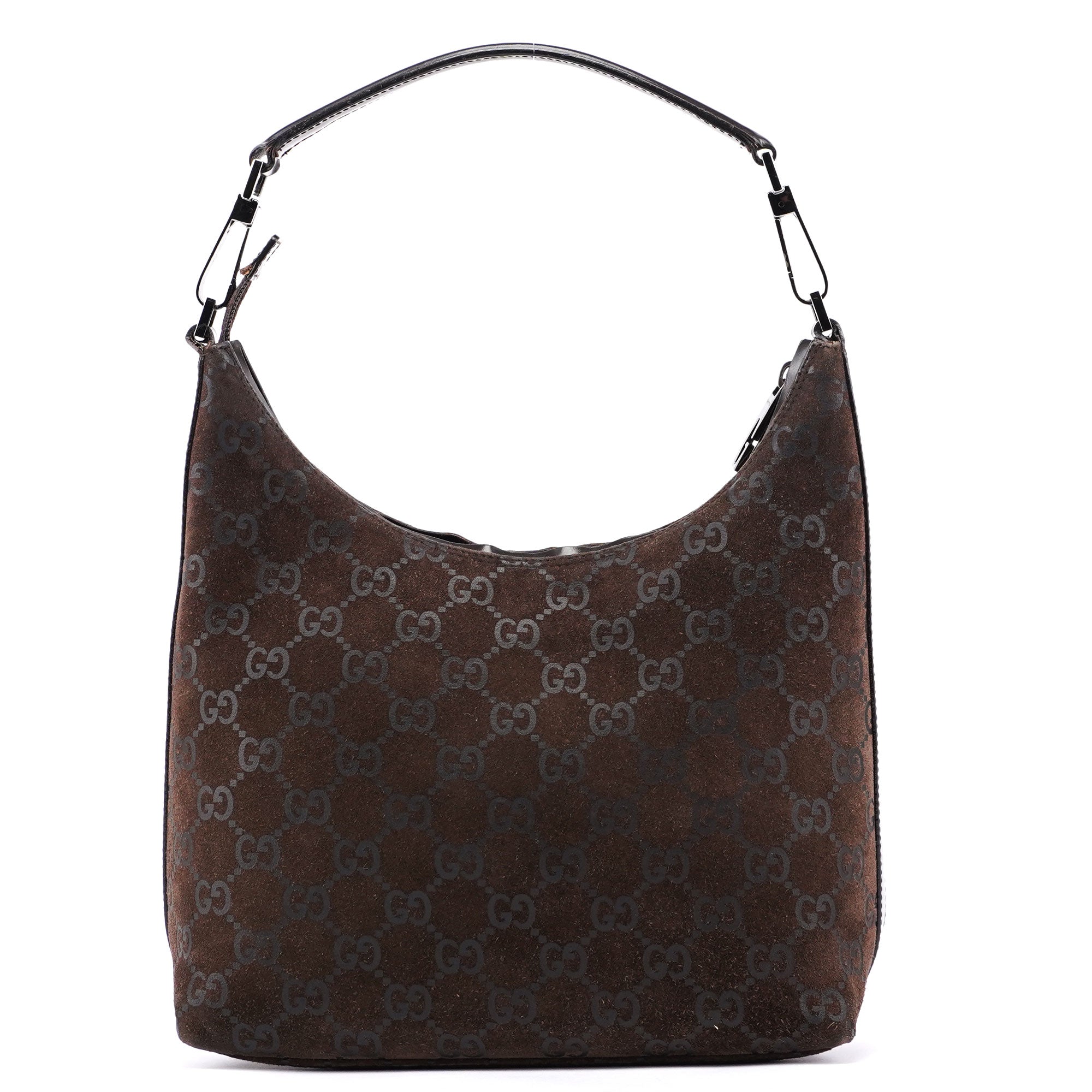 Gucci 1997 Brown Suede GG Shoulder Bag