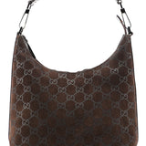 Gucci 1997 Brown Suede GG Shoulder Bag