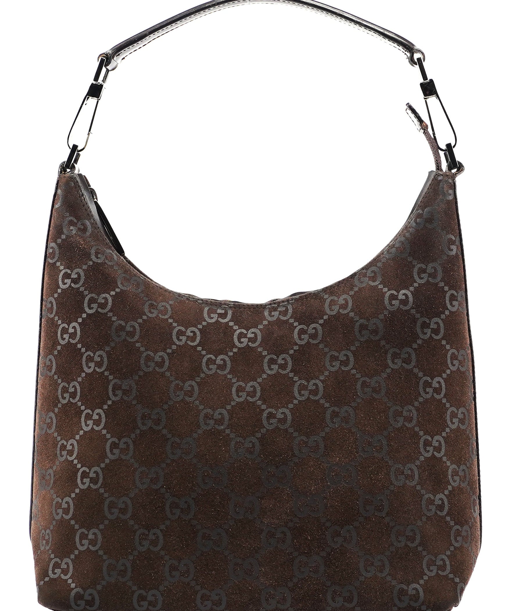 Gucci 1997 Brown Suede GG Shoulder Bag