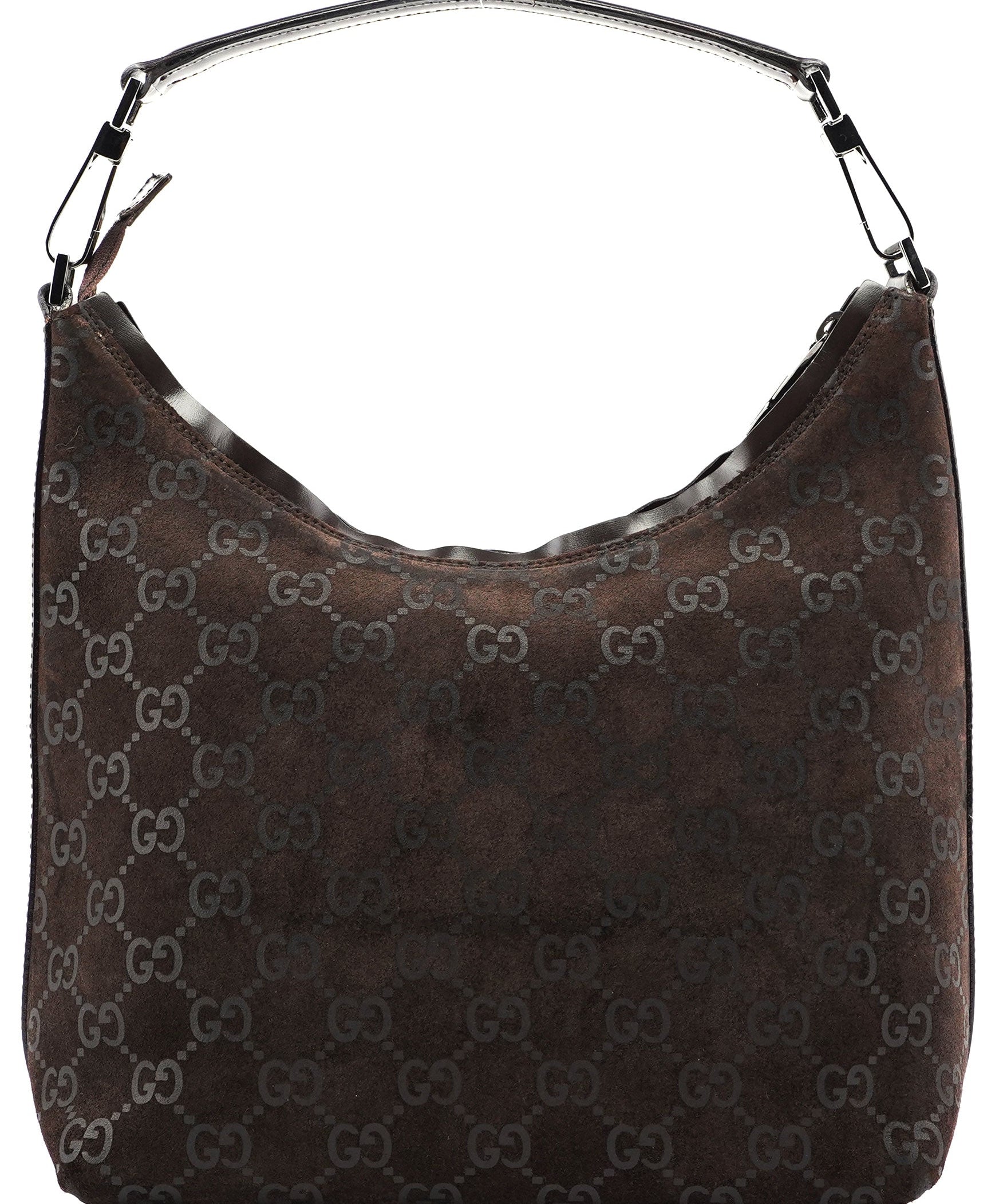 Gucci 1997 Brown Suede GG Shoulder Bag