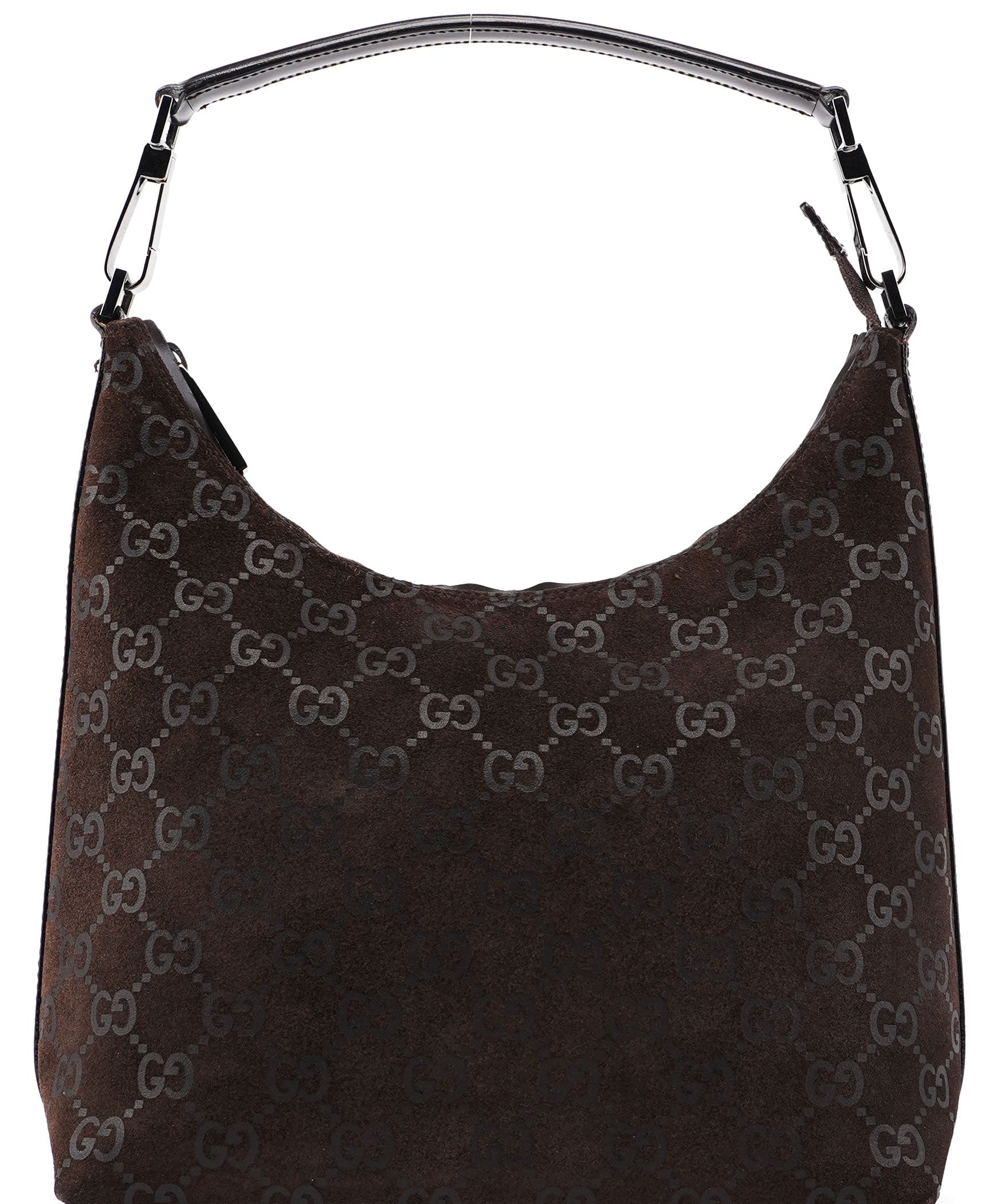Gucci 1997 Brown Suede GG Shoulder Bag