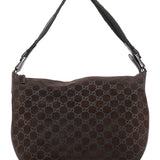 Gucci 1997 Brown Suede GG Shoulder Bag