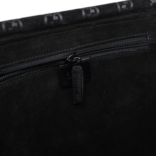 Gucci 1997 GG Suede Metal Handle Tote Bag