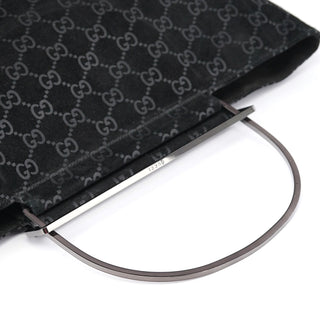 Gucci 1997 GG Suede Metal Handle Tote Bag