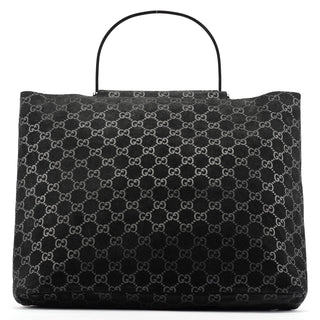 Gucci 1997 GG Suede Metal Handle Tote Bag