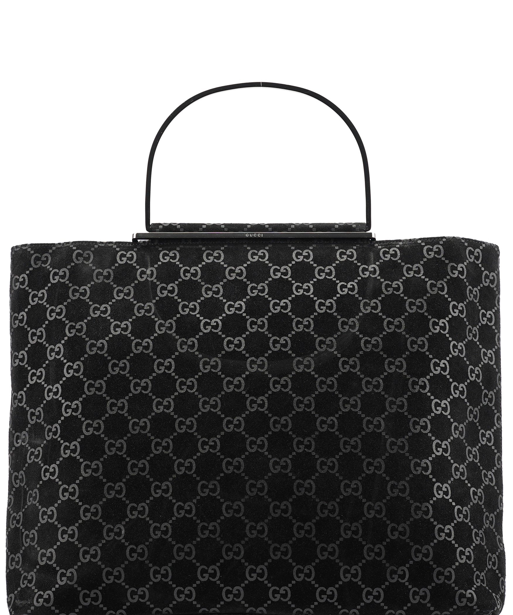 Gucci 1997 Borsa tote GG in camoscio con manici in metallo