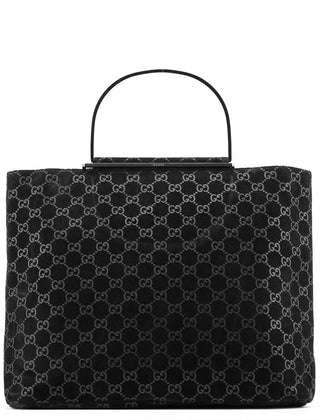 Gucci 1997 GG Suede Metal Handle Tote Bag