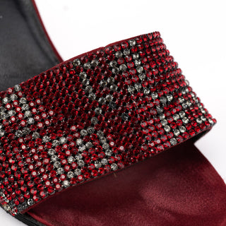 Gucci 1997 Red Swarovski Satin Heeled Mules