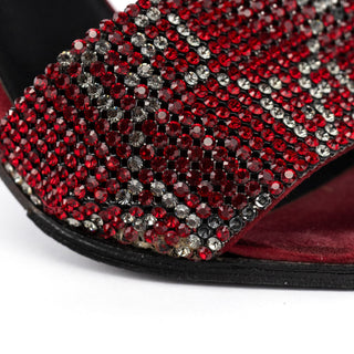 Gucci 1997 Red Swarovski Satin Heeled Mules