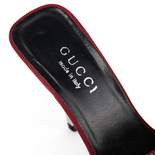 Gucci 1997 Red Swarovski Satin Heeled Mules