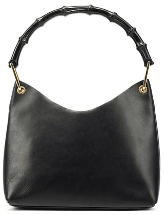 Gucci 1998 Black Leather Bamboo Shoulder Bag