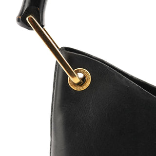 Gucci 1998 Black Leather Bamboo Shoulder Bag