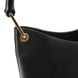 Gucci 1998 Black Leather Bamboo Shoulder Bag