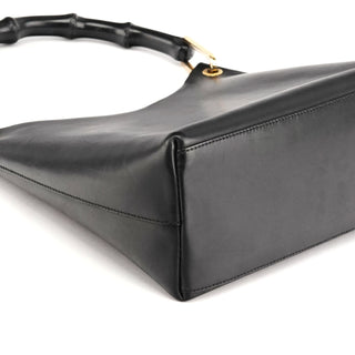 Gucci 1998 Black Leather Bamboo Shoulder Bag