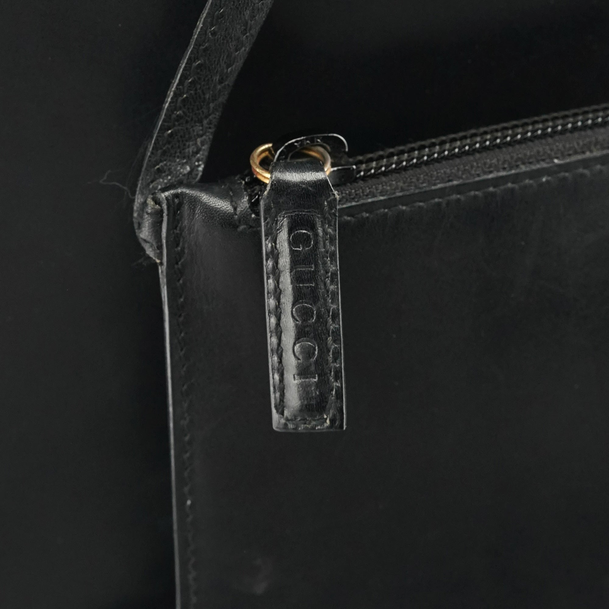 Gucci 1998 Sac porté épaule Bamboo en cuir noir