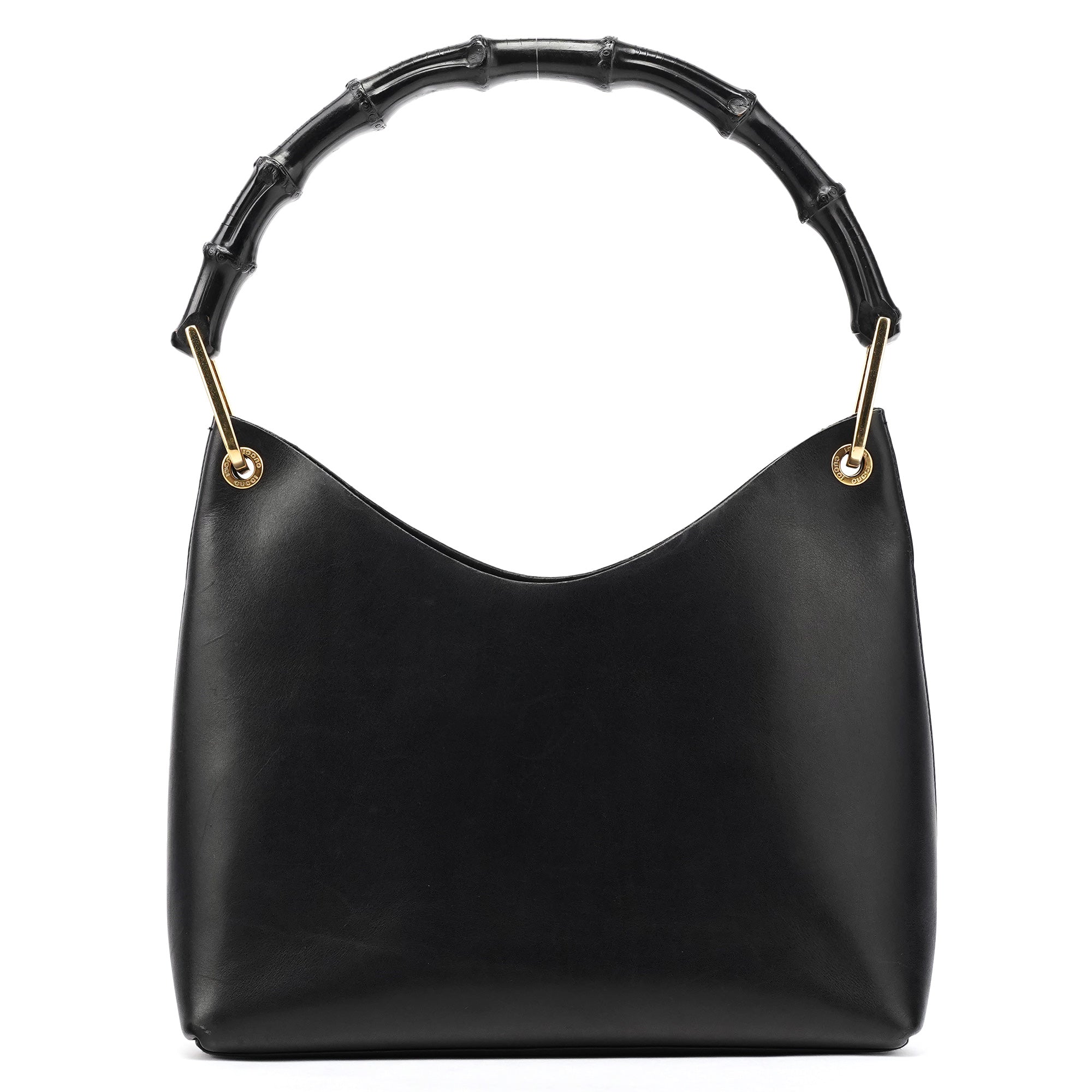 Gucci 1998 Sac porté épaule Bamboo en cuir noir
