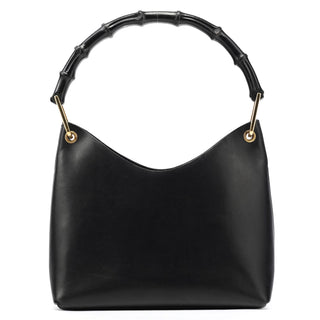 Gucci 1998 Black Leather Bamboo Shoulder Bag