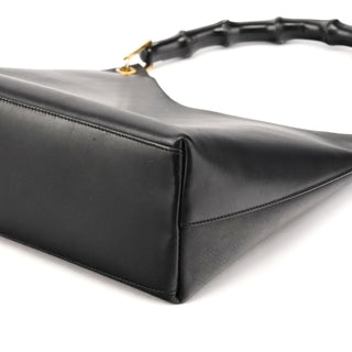 Gucci 1998 Black Leather Bamboo Shoulder Bag