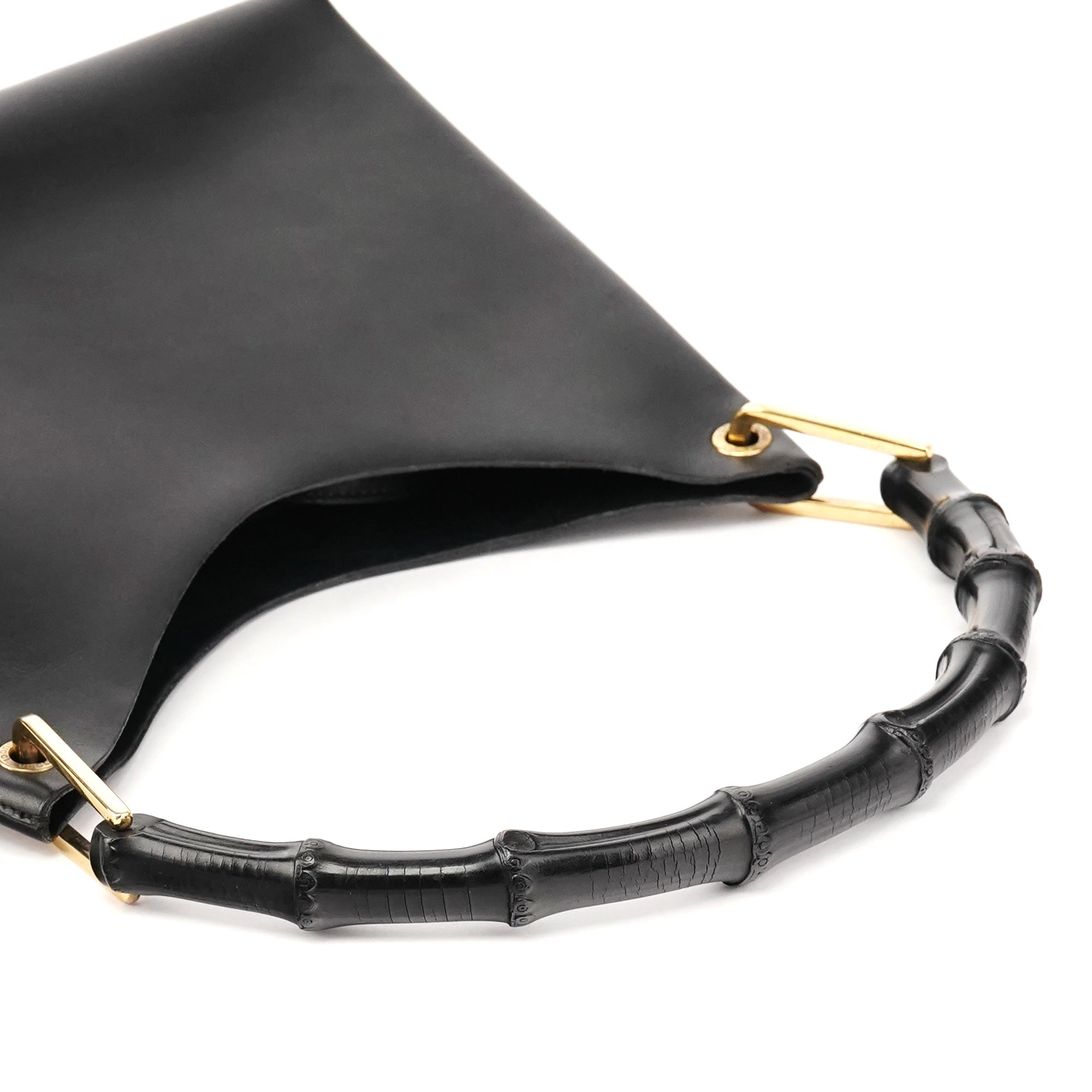 Gucci 1998 Sac porté épaule Bamboo en cuir noir
