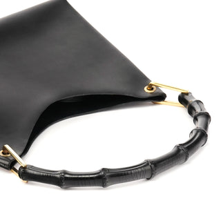 Gucci 1998 Black Leather Bamboo Shoulder Bag