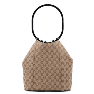 Gucci 1999 Beige GG Ring Shoulder Bag