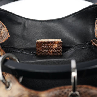 Gucci 1999 Beige Lizard Leather Loop Shoulder Bag