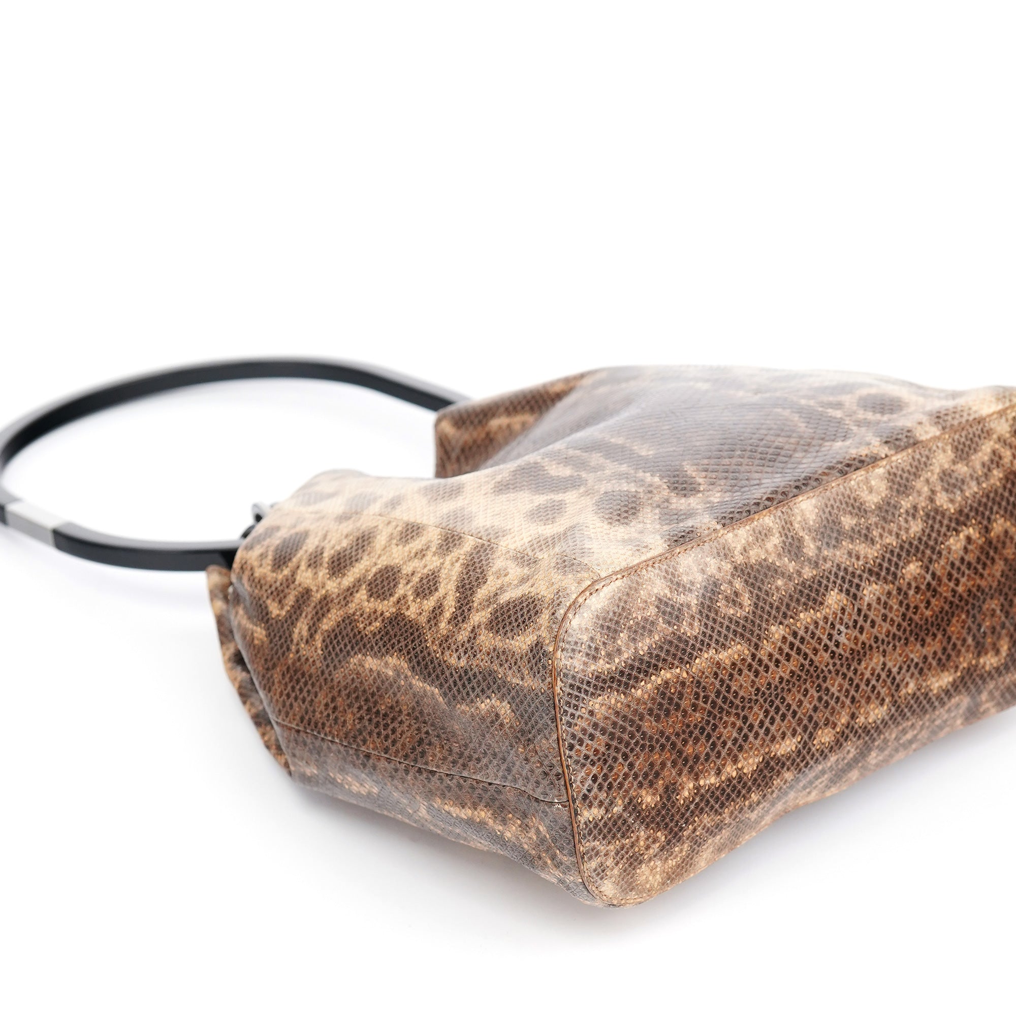 Gucci 1999 Beige Lizard Leather Loop Shoulder Bag